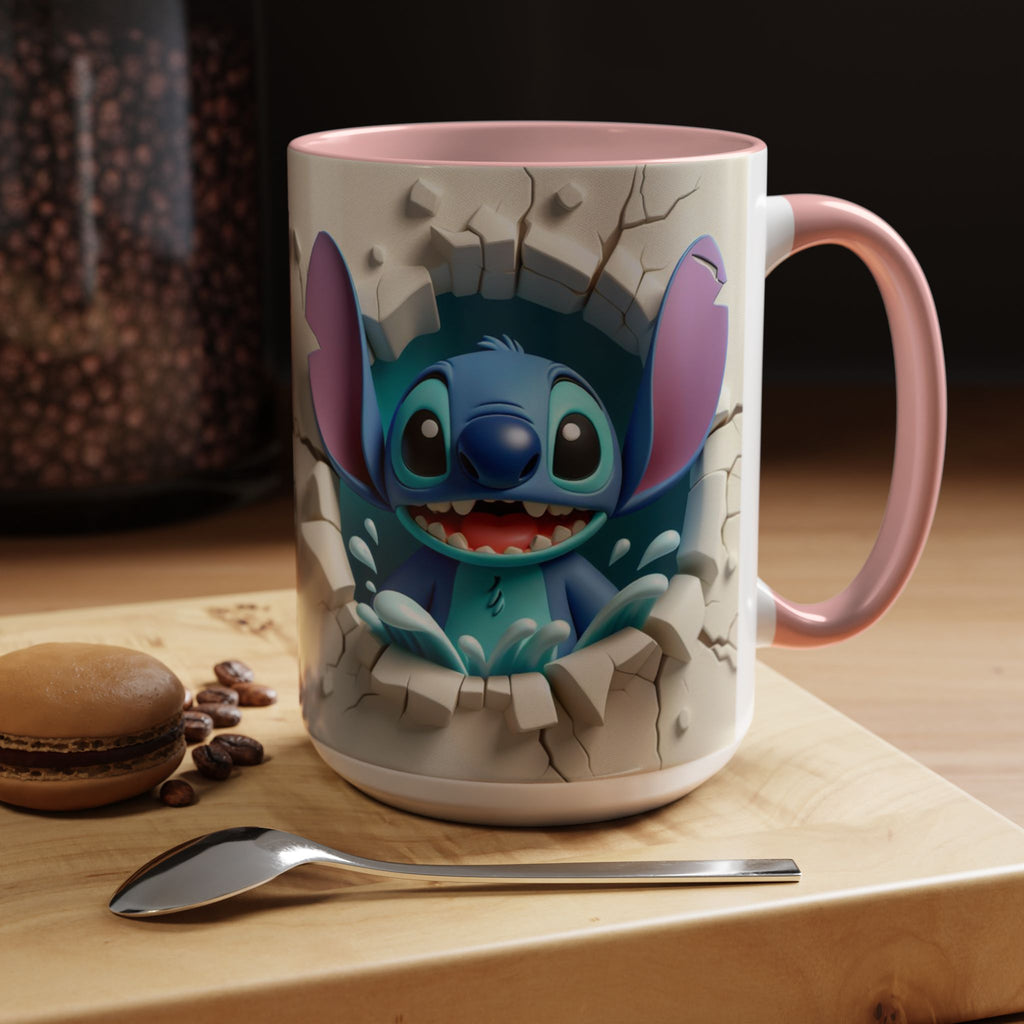 Stitch Peekaboo Accent Coffee Mug – Cute Alien Character 11/15oz