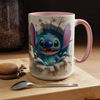 Stitch Peekaboo Accent Coffee Mug – Cute Alien Character 11/15oz