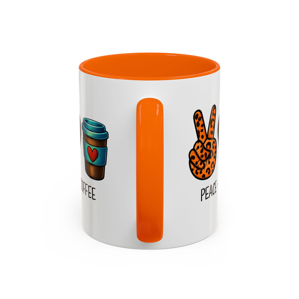 Peace • Love • Coffee Accent Mug — Leopard Peace Sign Coffee Lover Gift