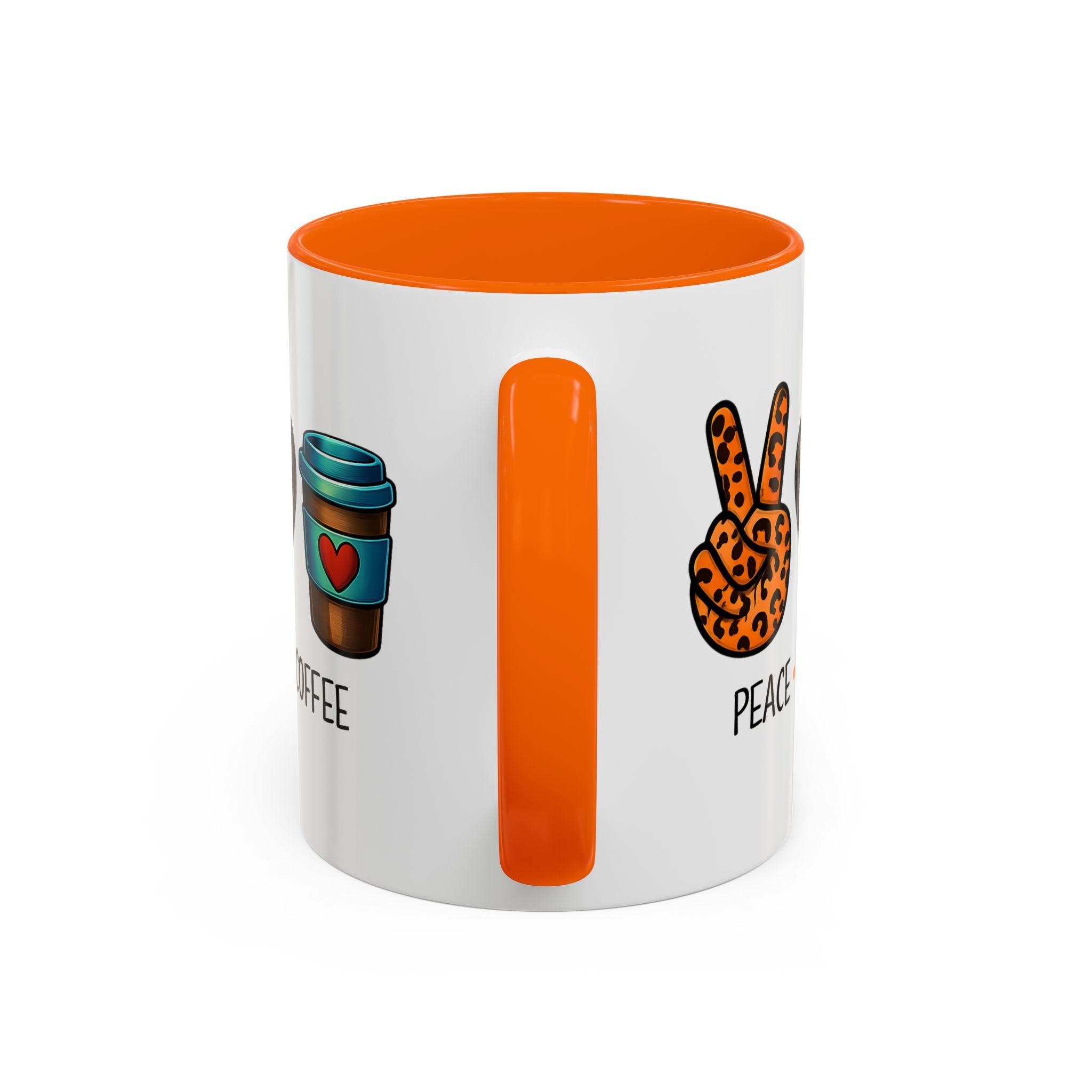 Peace • Love • Coffee Accent Mug — Leopard Peace Sign Coffee Lover Gift