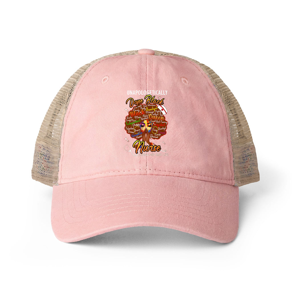 Unapologetically Dope Black Nurse - Women's Washed Mesh-Ponytail Back Cap
