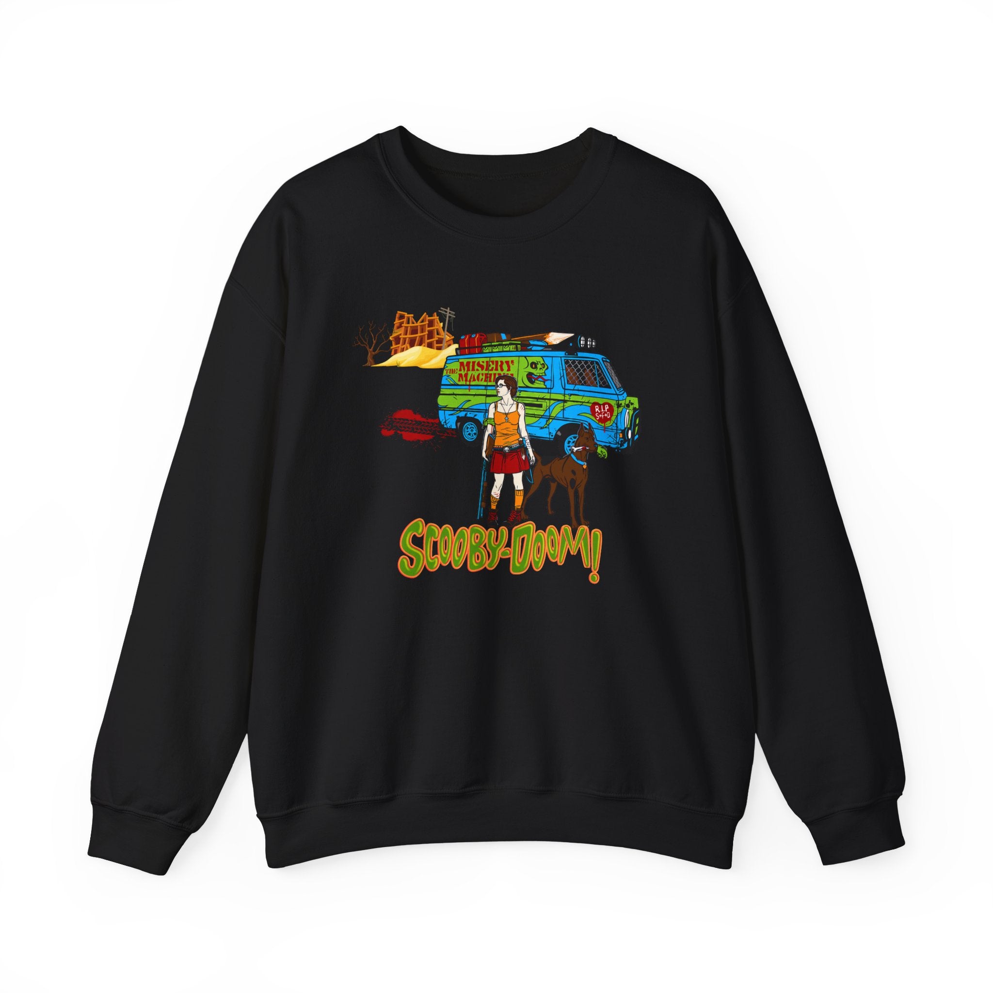 Scooby-Doom Mystery Machine Crewneck Sweatshirt — Vintage Cartoon Van & Characters