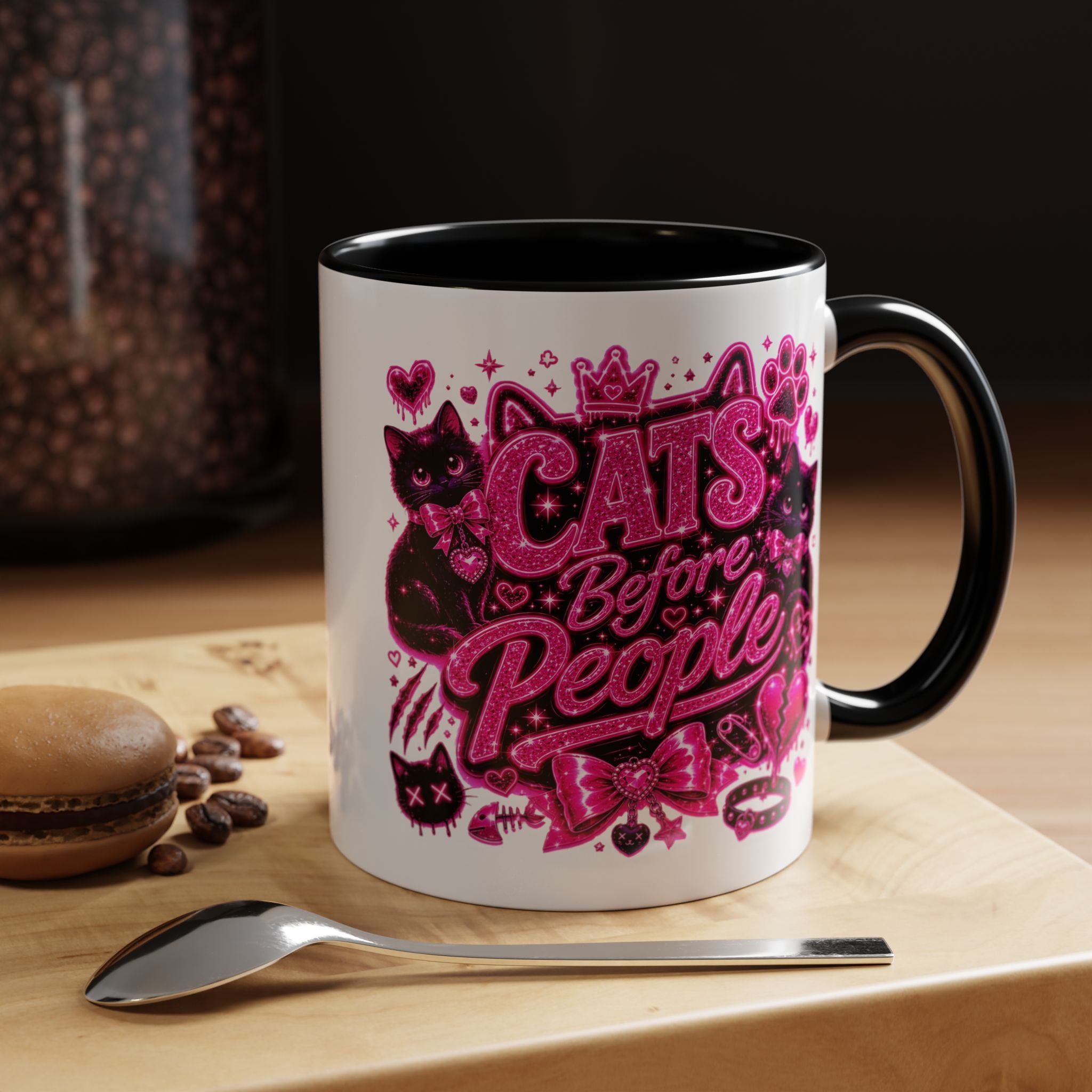 Cats Before People Coffee Mug — Pink Cat Lover Gift (11/15oz)