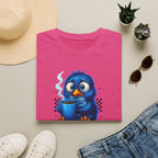 Cute Blue Bird 'Coffee First Adult' Graphic Tee — T-Shirt