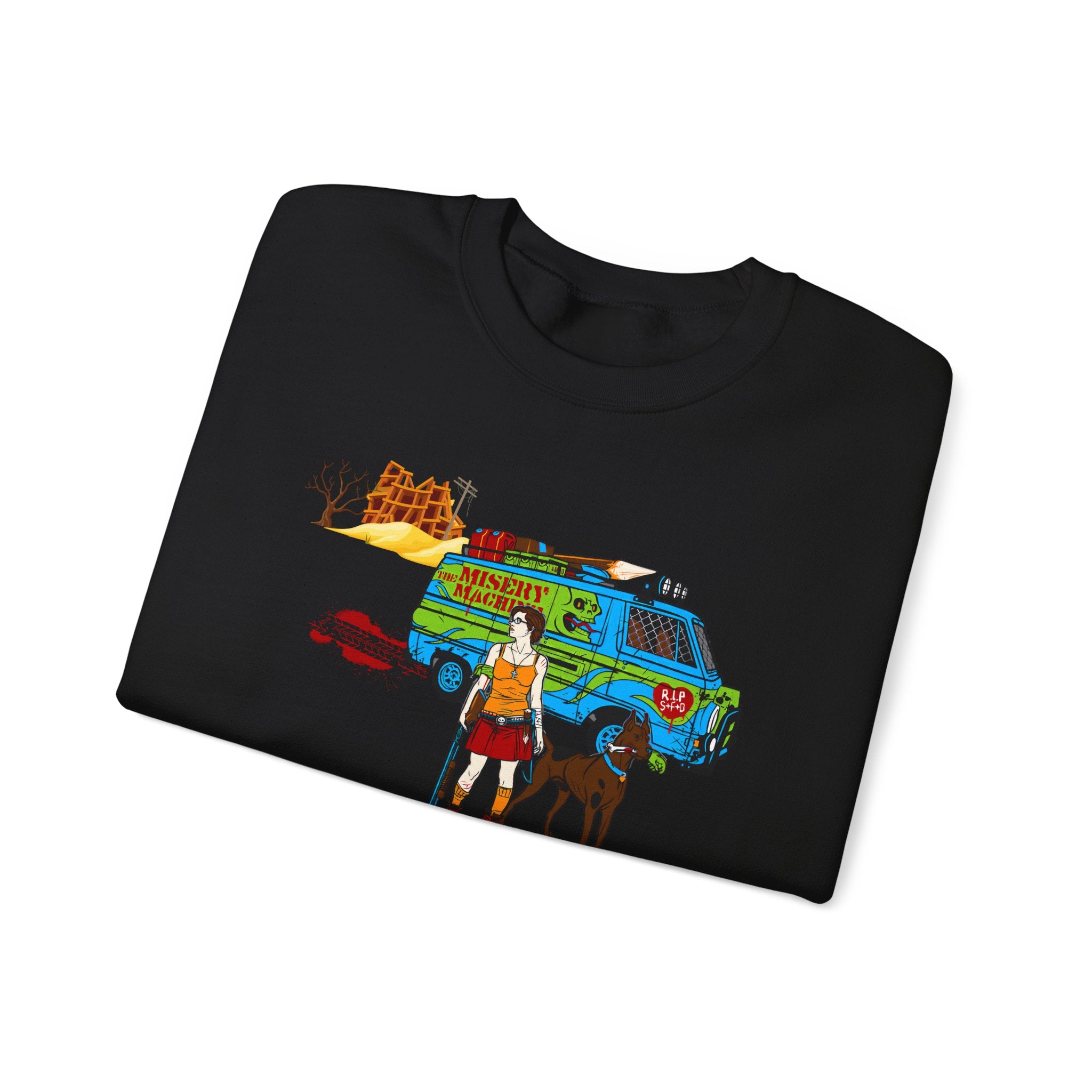 Scooby-Doom Mystery Machine Crewneck Sweatshirt — Vintage Cartoon Van & Characters