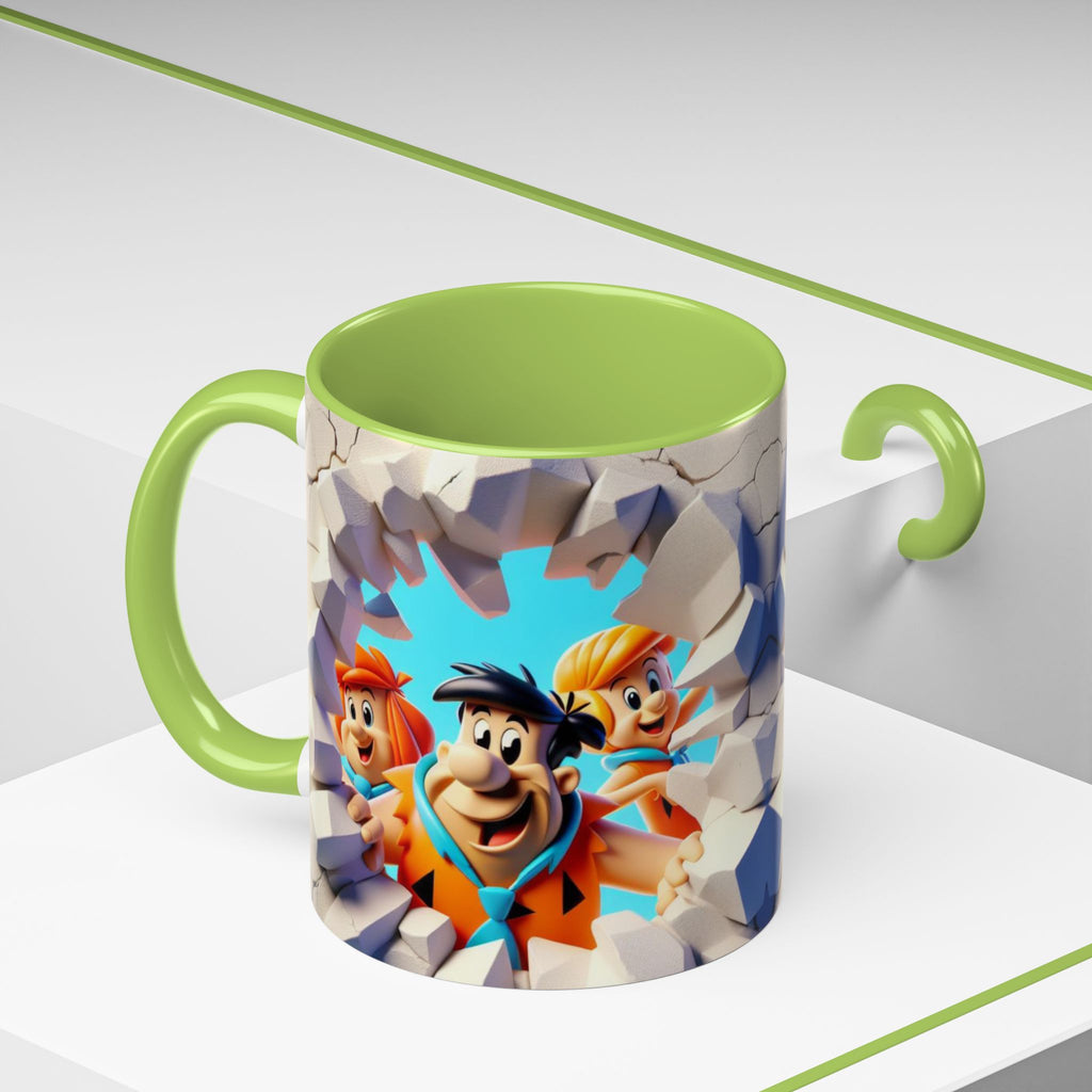 Flintstones "Break Through" Accent Coffee Mug — Retro Cartoon Stone Age Design (11/15 oz)
