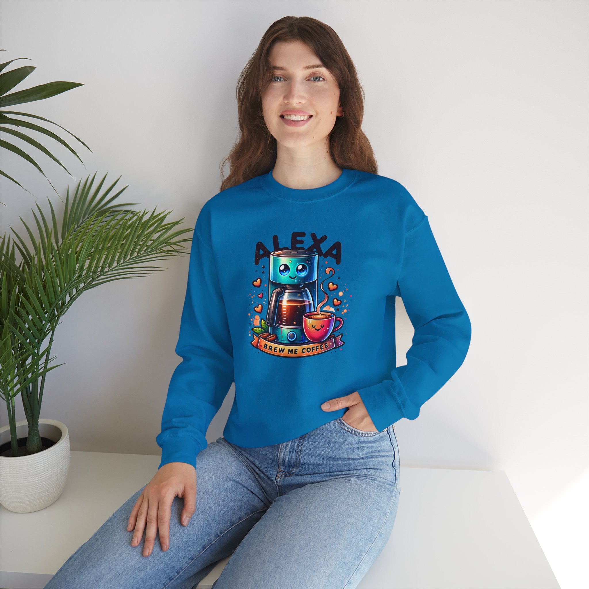 Alexa Coffee Robot Sweatshirt — 'Alexa Brew Me Coffee' Cozy Crewneck
