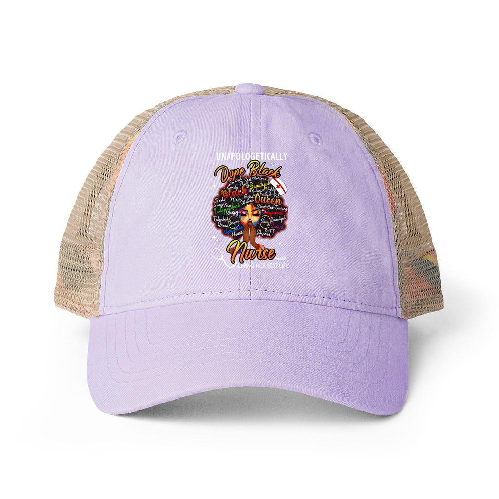 Unapologetically Dope Black Nurse - Washed Mesh-Ponytail Back Cap