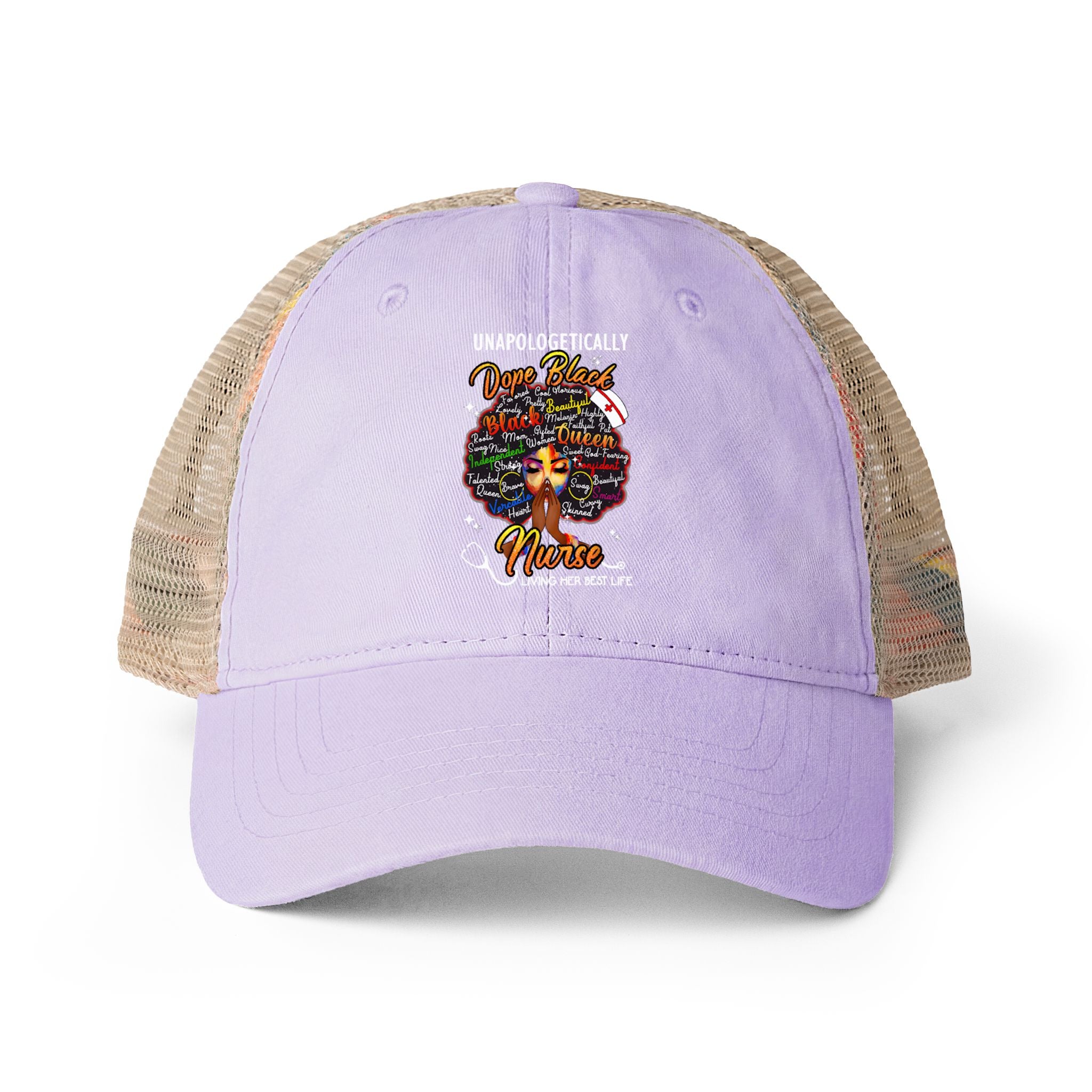 Unapologetically Dope Black Nurse - Washed Mesh-Ponytail Back Cap