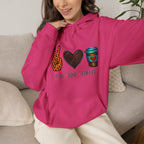 Peace • Love • Coffee Hoodie — Leopard Peace Sign & Coffee Cup Graphic Sweatshirt
