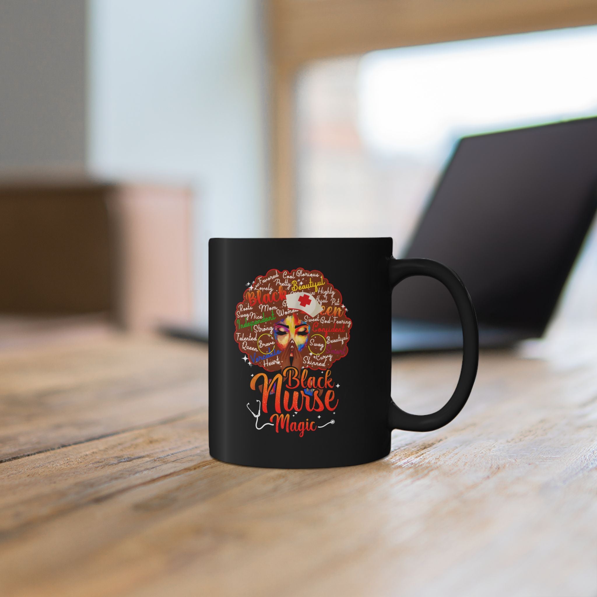 Black Nurse Magic Mug — Brown Afro Black Nurse Coffee Cup (11oz/15oz)