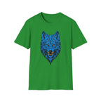 Blue Wolf Head T-Shirt – Stylized Tribal Wolf Graphic Tee