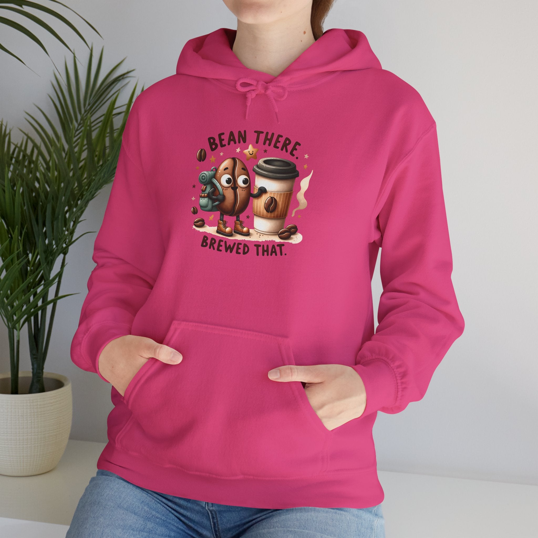 Coffee Hoodie — "Bean There, Brewed That" Cute Coffee Bean Pullover