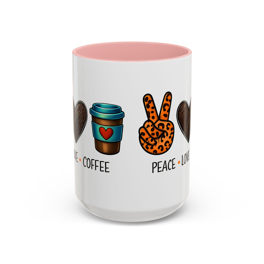 Peace • Love • Coffee Accent Mug — Leopard Peace Sign Coffee Lover Gift