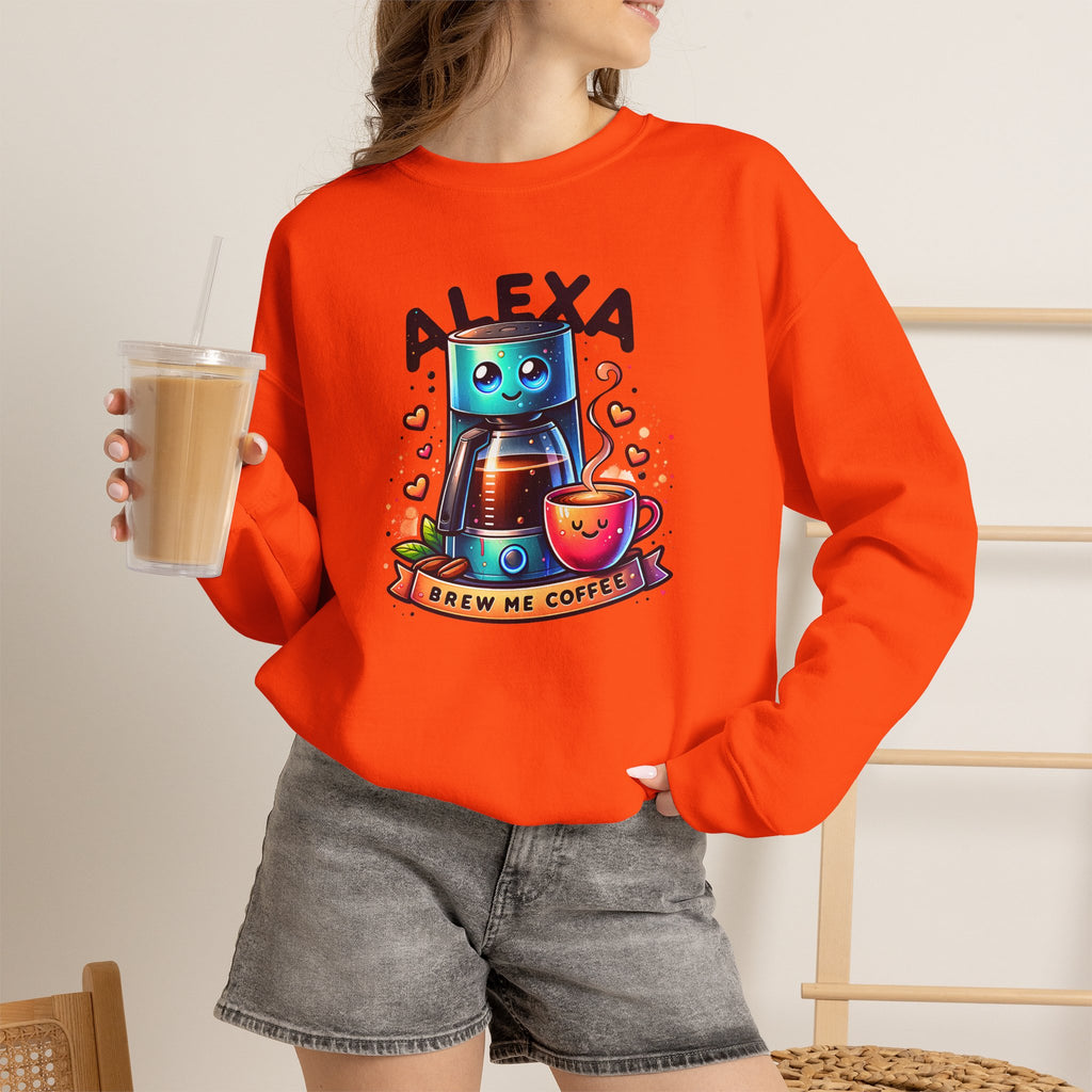 Alexa Coffee Robot Sweatshirt — 'Alexa Brew Me Coffee' Cozy Crewneck
