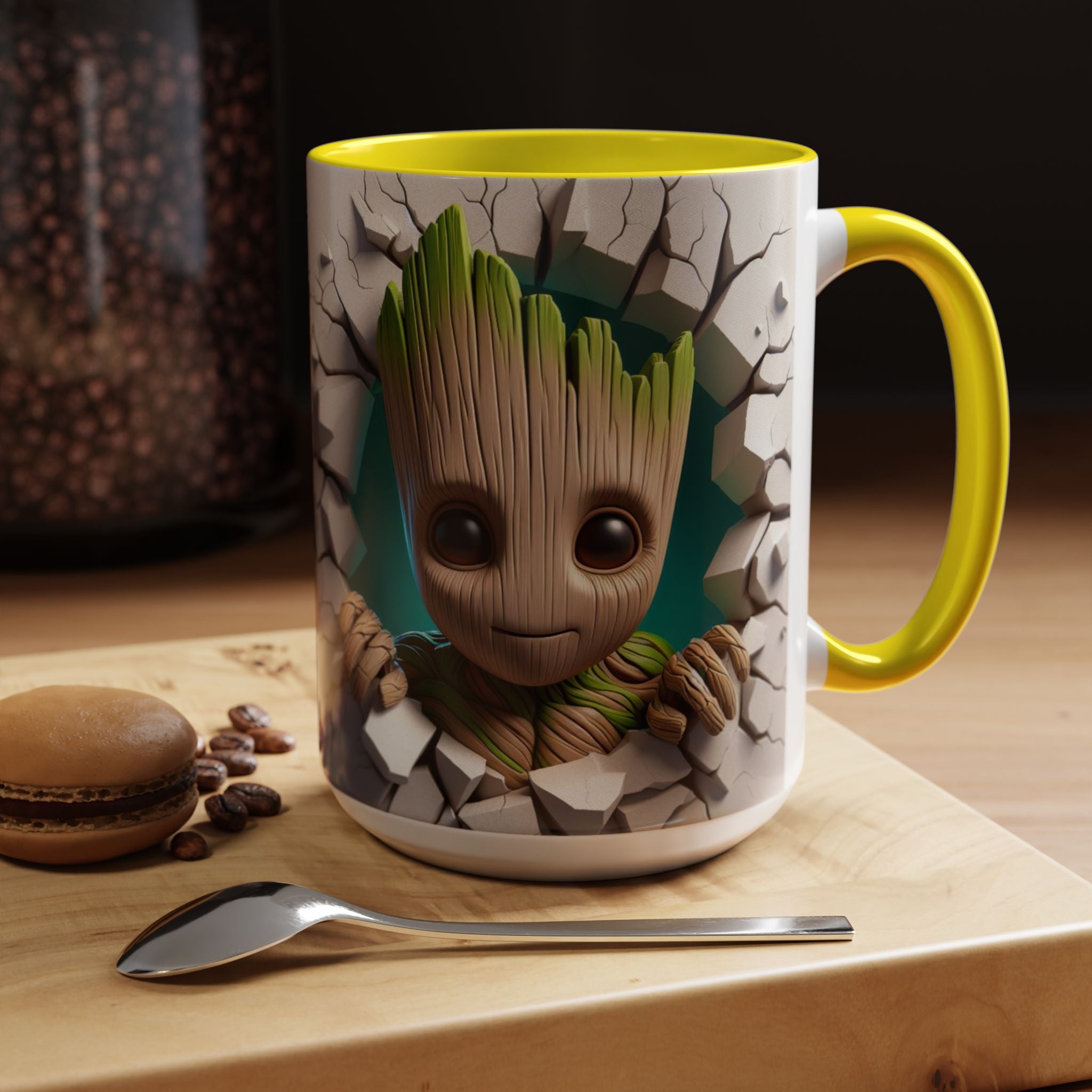 Baby Groot "Break Through" Accent Coffee Mug — Cute Guardians of the Galaxy Pop Art Gift (11/15 oz)