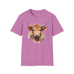 Cow Floral Tee — Cute Highland Cow Graphic T-Shirt