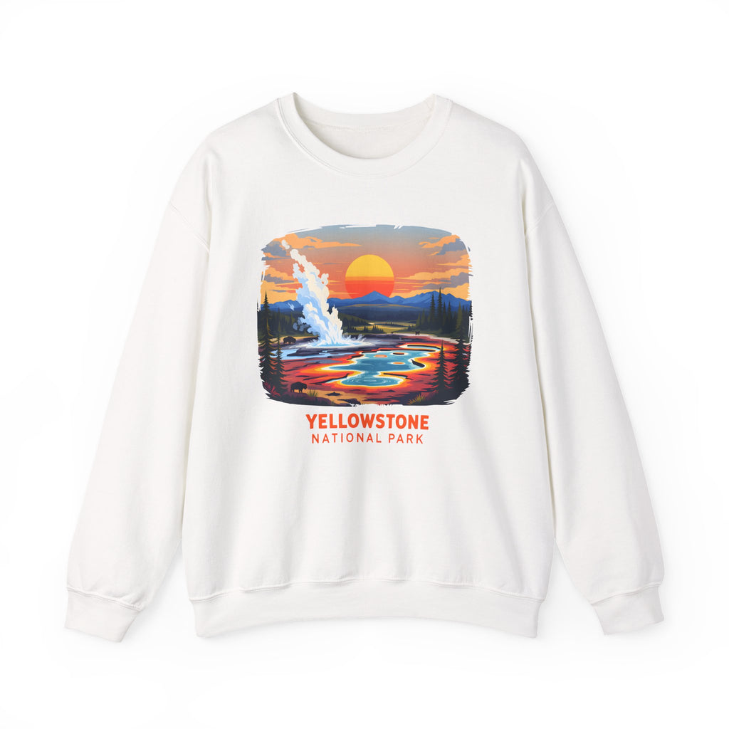 Yellowstone National Park Sunset Geyser Graphic Sweatshirt