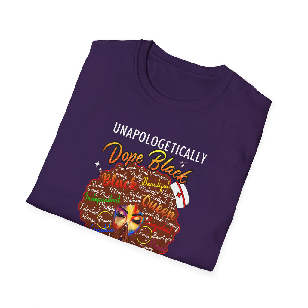 “Unapologetically Dope Black Nurse” Empowerment Tee —  Brown Afro Nurse T-Shirt