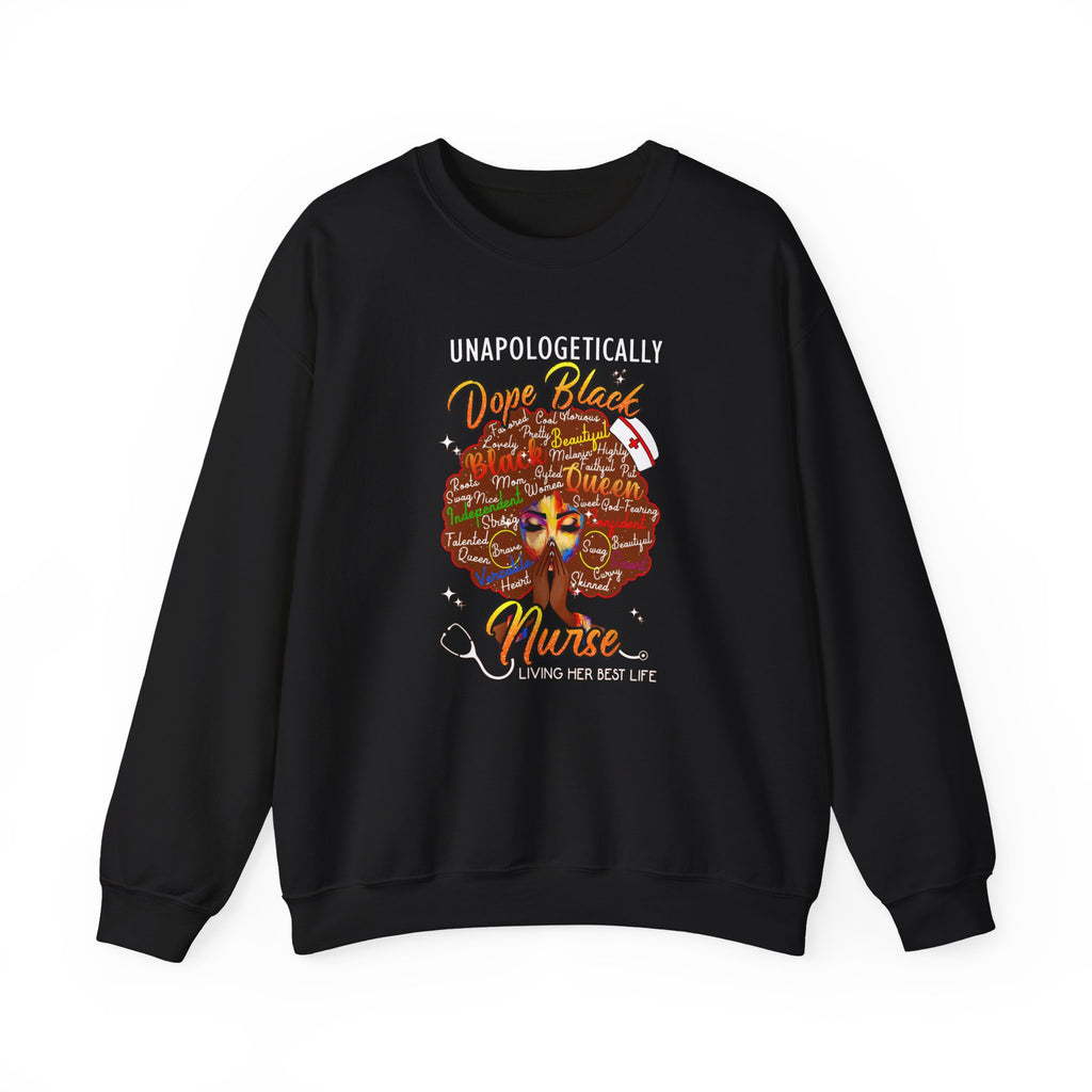 Unapologetically Dope Black Nurse Crewneck Sweatshirt – Brown Afro Nurse Stethoscope Design