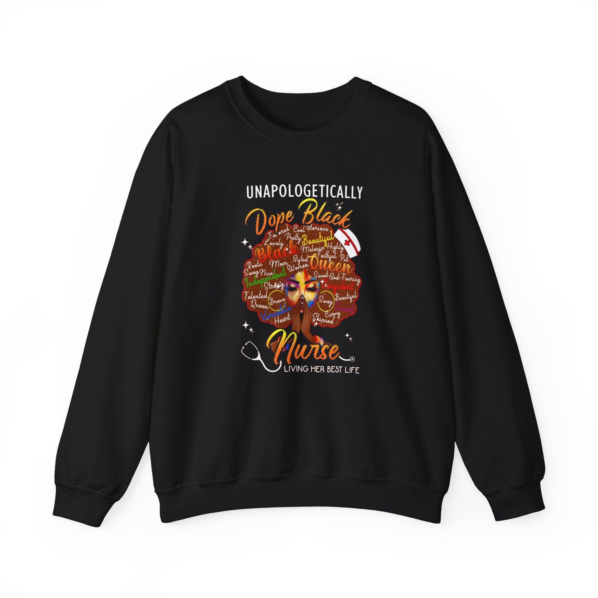 Unapologetically Dope Black Nurse Crewneck Sweatshirt – Brown Afro Nurse Stethoscope Design