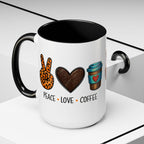 Peace • Love • Coffee Accent Mug — Leopard Peace Sign Coffee Lover Gift