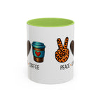 Peace • Love • Coffee Accent Mug — Leopard Peace Sign Coffee Lover Gift