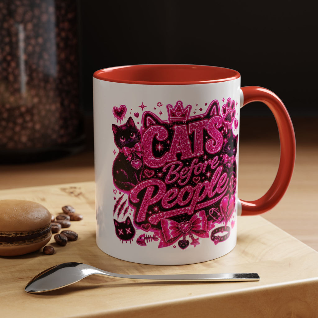 Cats Before People Coffee Mug — Pink Cat Lover Gift (11/15oz)