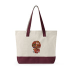 Black Nurse Magic w/Brown Afro Canvas Tote — Zippered Floral Calavera Bag