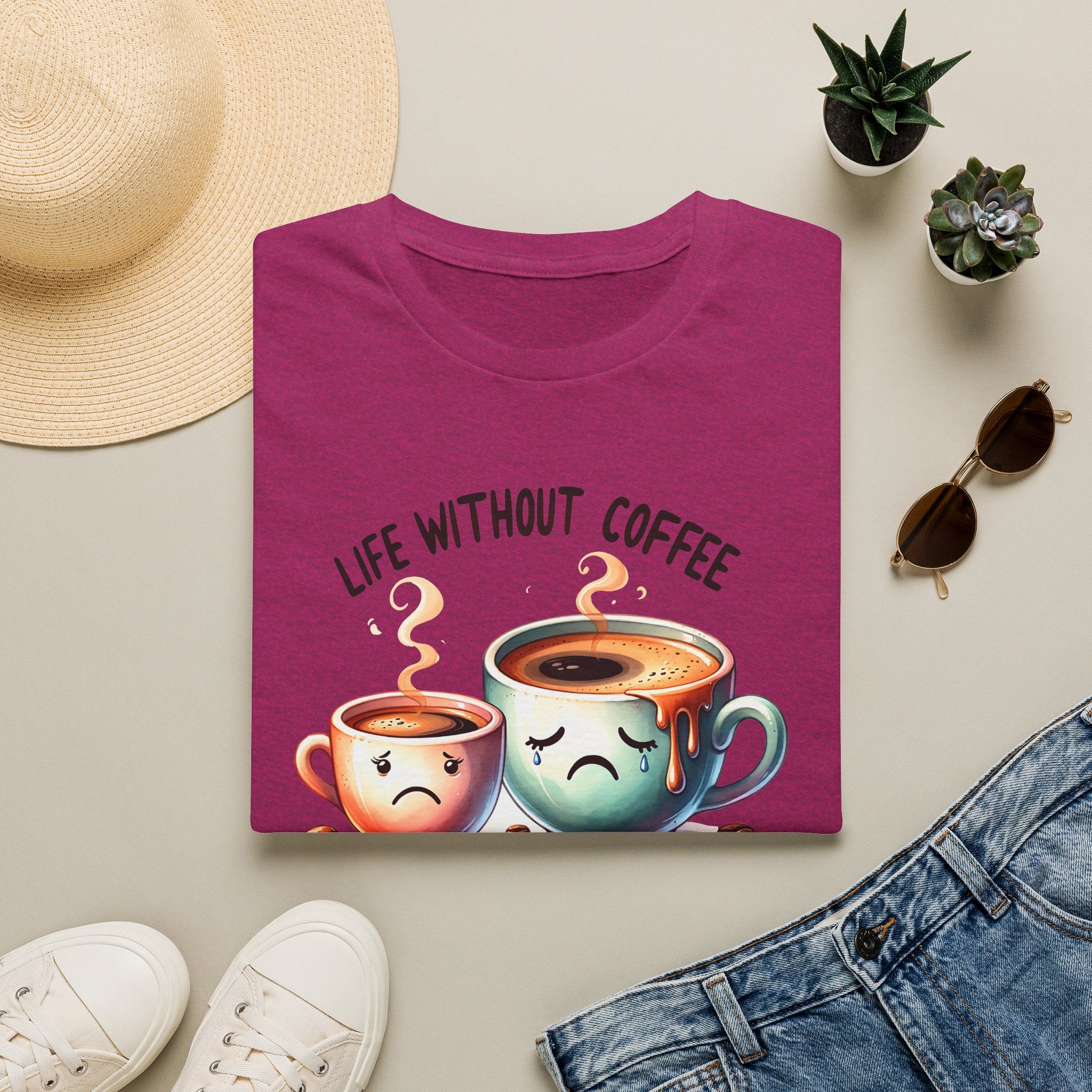 Coffee T-Shirt — "Life Without Coffee is Depresso" Cute Sad Coffee Tee