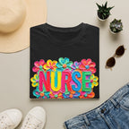 Nurse Floral Rainbow T-Shirt — Colorful Flower Tribute for Nurses