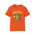 Shell Yeah Turtle T-Shirt — Cute Summer Beach Tee with Sunglasses & Surfboard