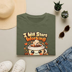 “I Will Start Working When My Coffee Does” Cute Kawaii Coffee Shirt — Coffee T‑Shirt