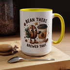 Bean There Brewed That Coffee Mug — Cute Coffee Bean & Cup Accent Mug (11/15oz)