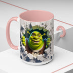 Shrek Peekaboo Accent Coffee Mug — Funny Green Ogre Ceramic 11/15oz