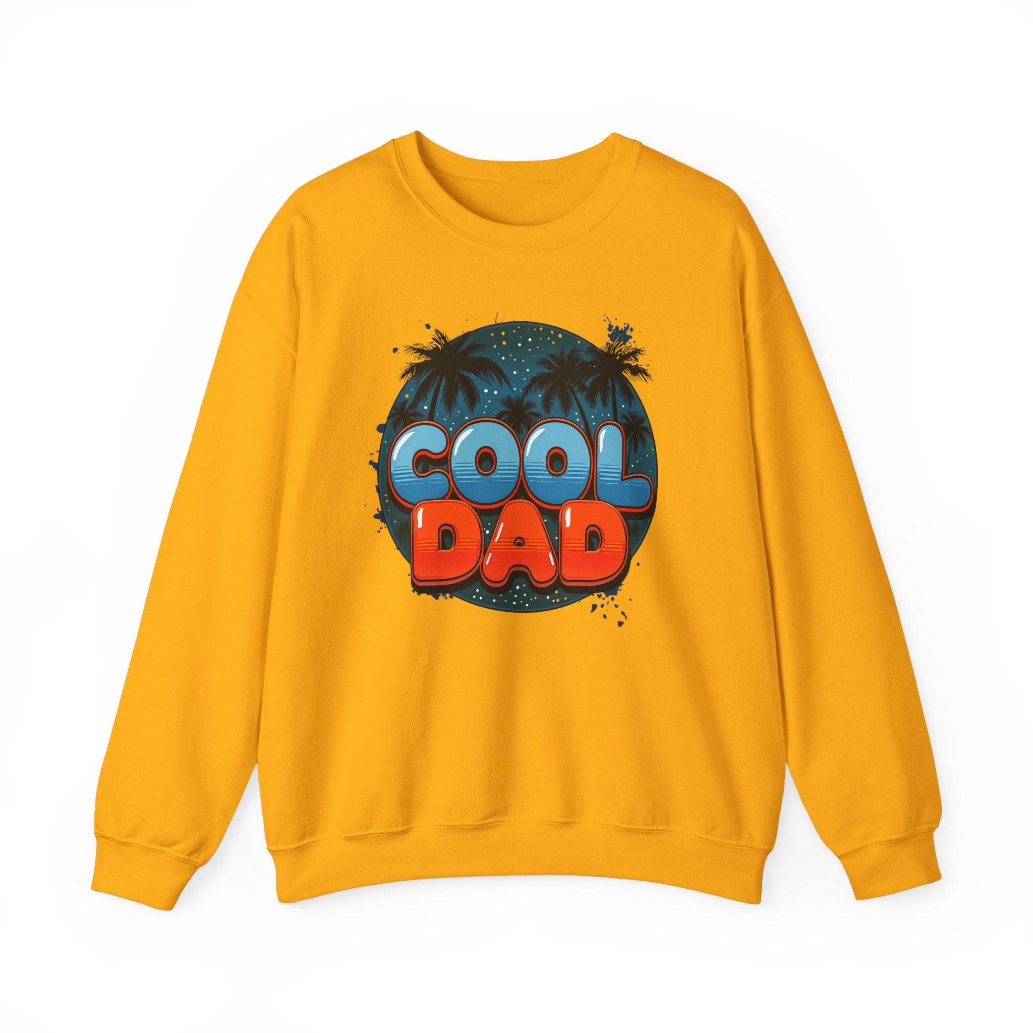 Cool Dad Crewneck Sweatshirt — Retro Night Sky Beach Palm Graphic Dad Shirt for Father’s Day