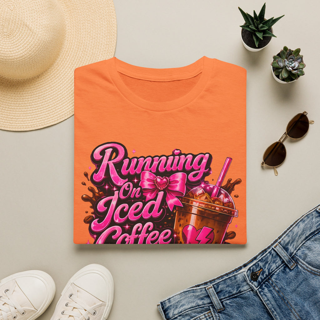 Running on Iced Coffee T-Shirt — Cute Pink Coffee Graphic Tee