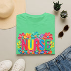 Nurse Floral Rainbow T-Shirt — Colorful Flower Tribute for Nurses