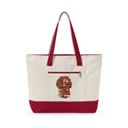 Black Nurse Magic w/Brown Afro Canvas Tote — Zippered Floral Calavera Bag