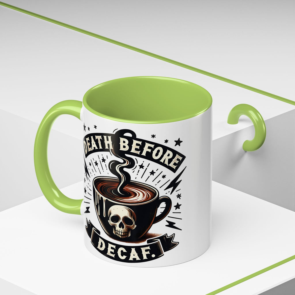 Death Before Decaf Coffee Mug — Skull Coffee Lover Gift (11/15oz)