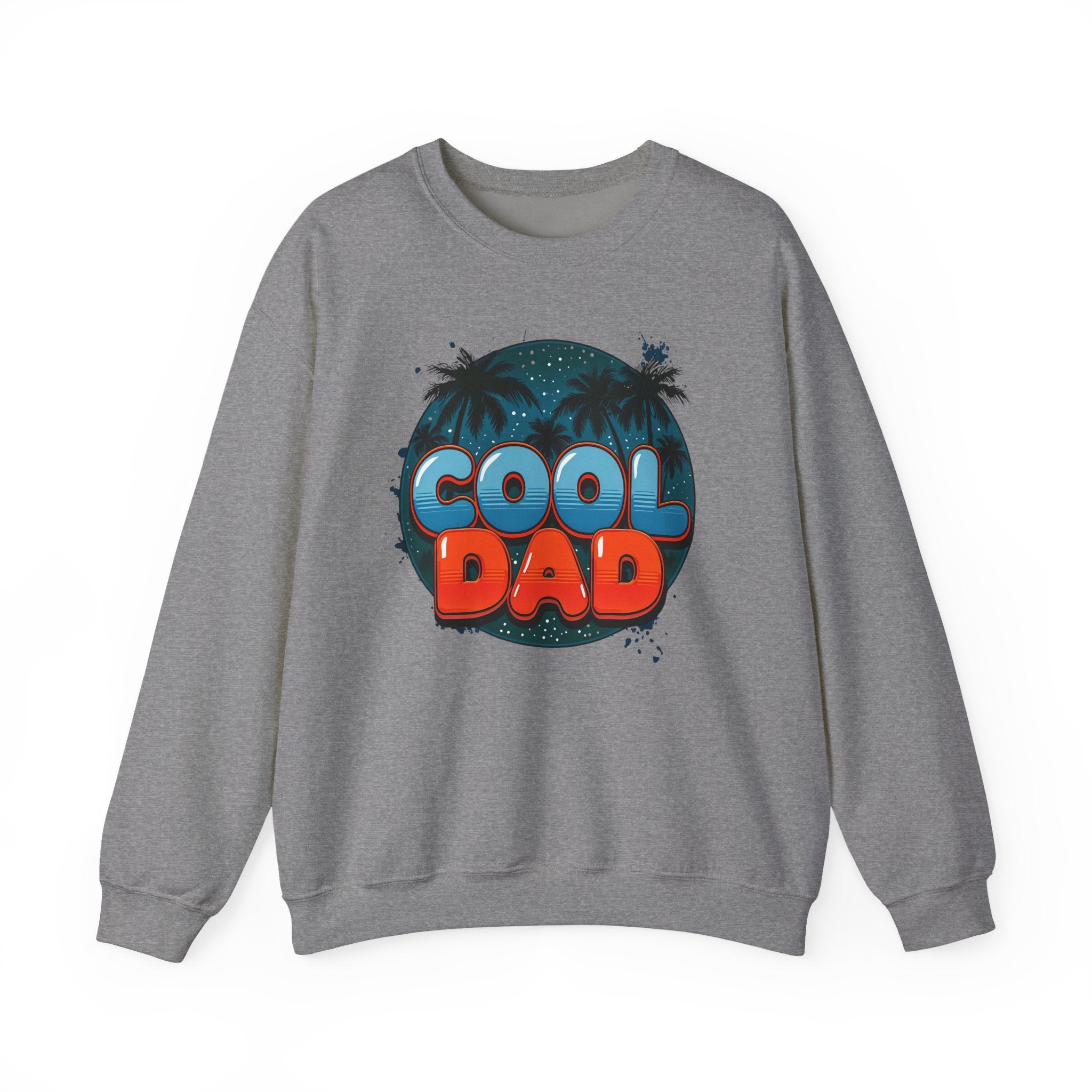 Cool Dad Crewneck Sweatshirt — Retro Night Sky Beach Palm Graphic Dad Shirt for Father’s Day