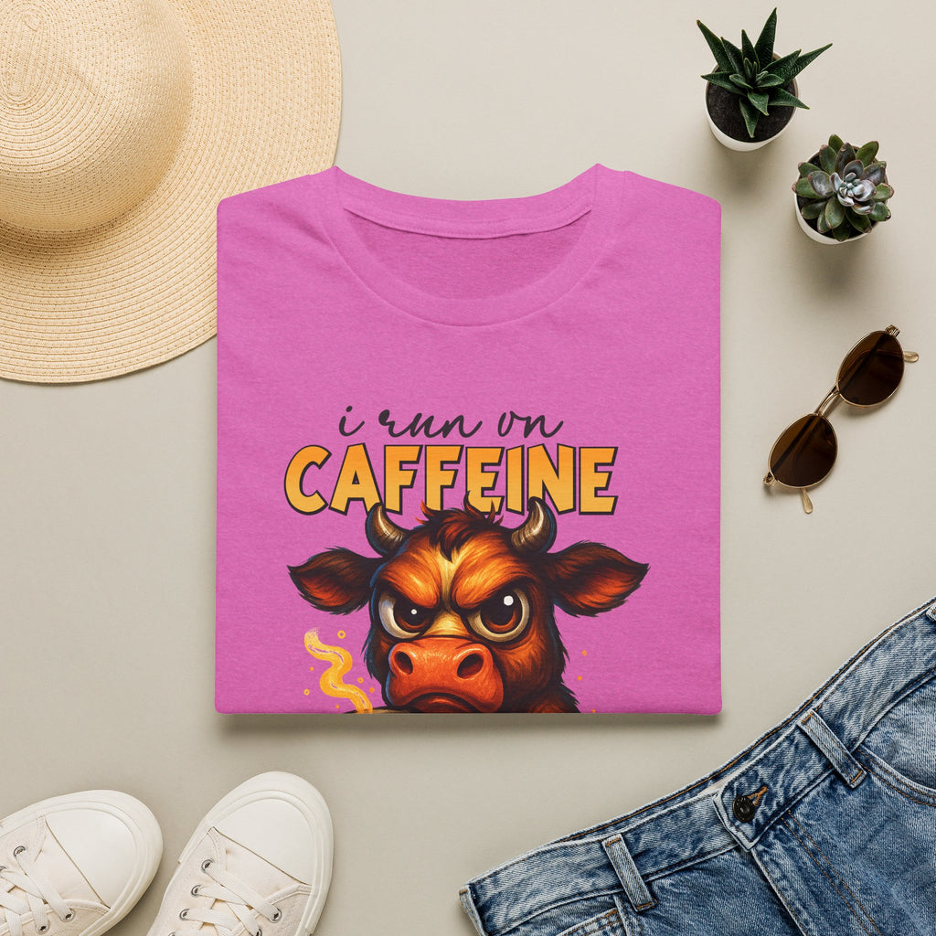 "I Run on Caffeine & Bad Decisions" Coffee Lover Tee — Caffeine Cow T-Shirt