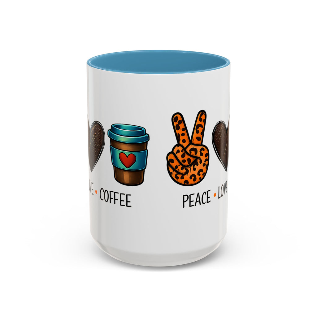 Peace • Love • Coffee Accent Mug — Leopard Peace Sign Coffee Lover Gift