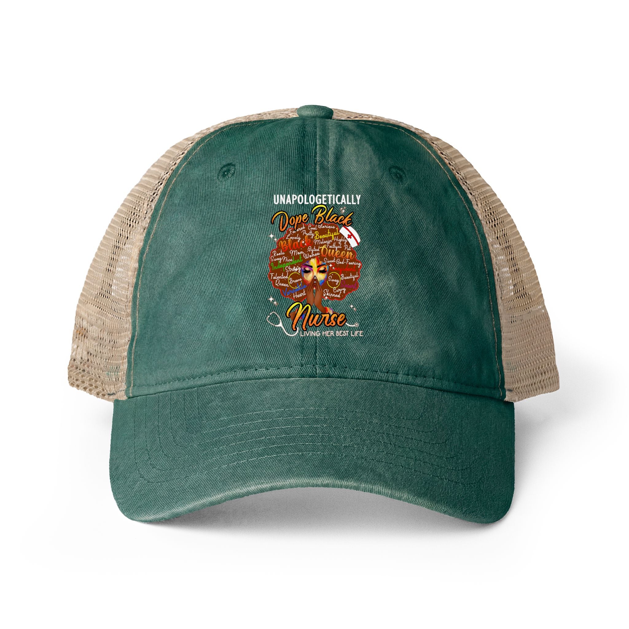 Unapologetically Dope Black Nurse - Women's Washed Mesh-Ponytail Back Cap