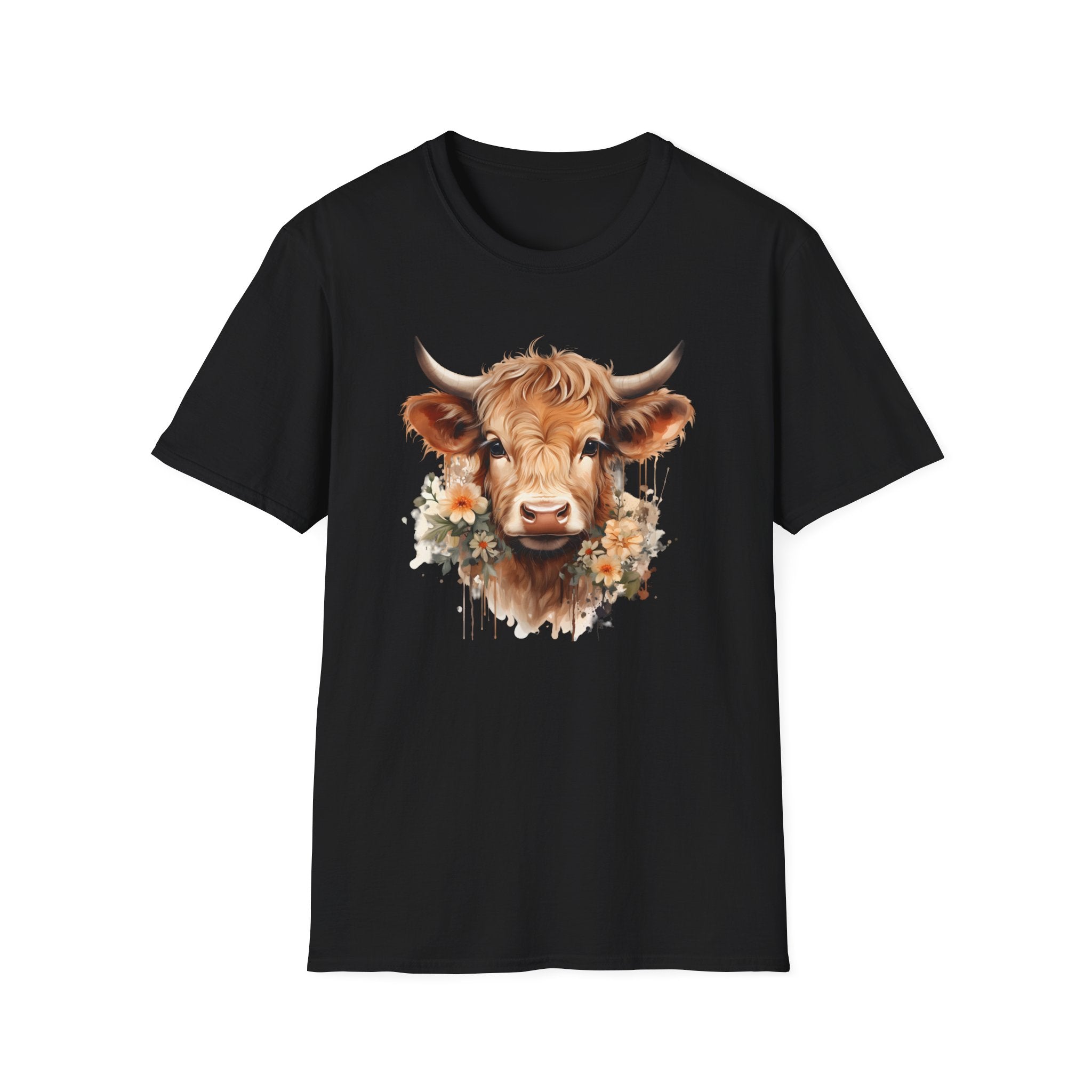 Cow Floral Tee — Cute Highland Cow Graphic T-Shirt
