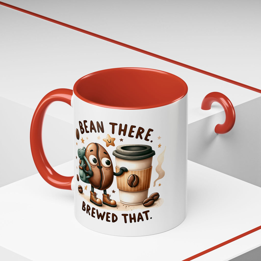 Bean There Brewed That Coffee Mug — Cute Coffee Bean & Cup Accent Mug (11/15oz)