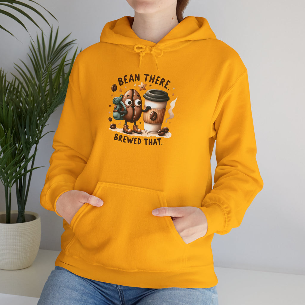 Coffee Hoodie — "Bean There, Brewed That" Cute Coffee Bean Pullover