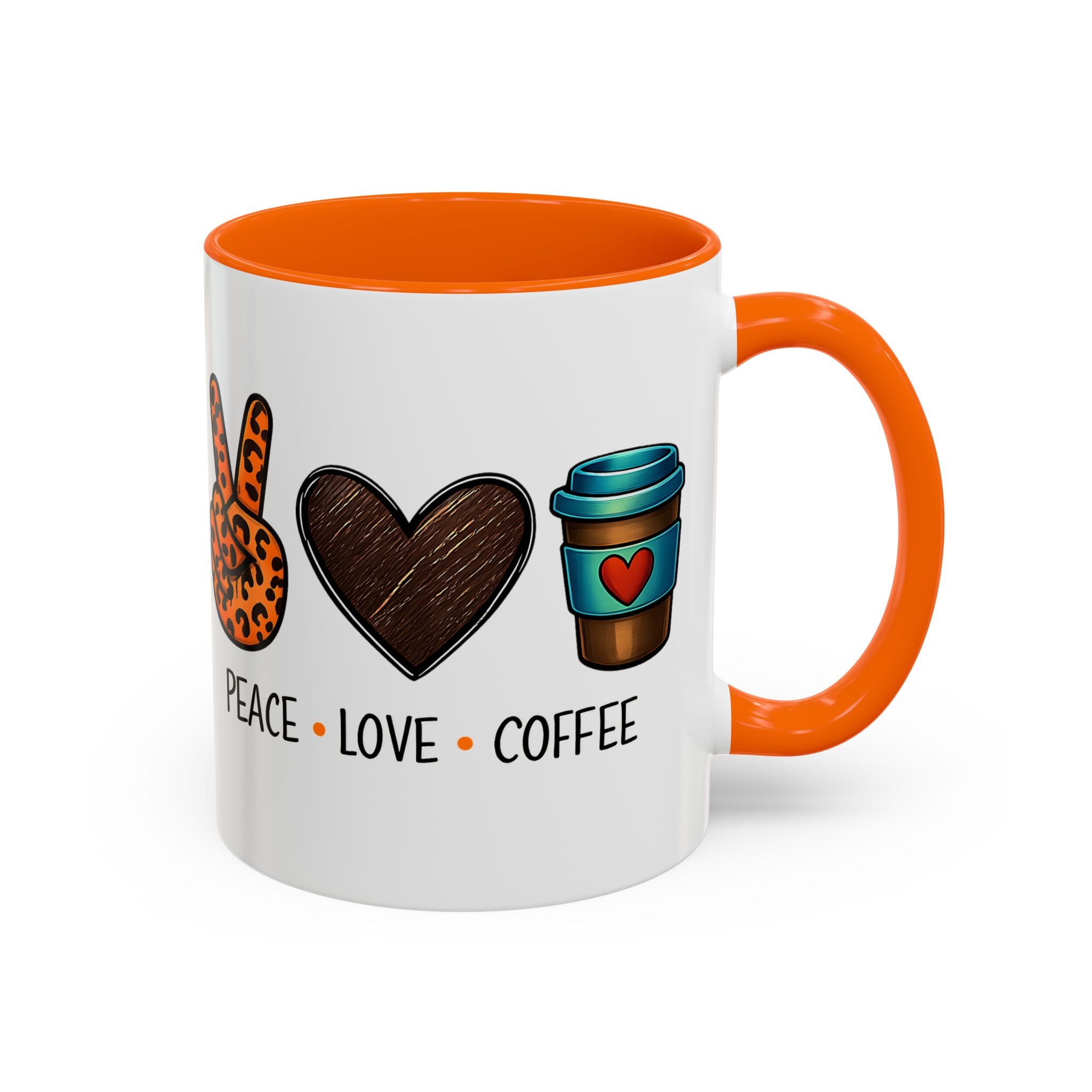 Peace • Love • Coffee Accent Mug — Leopard Peace Sign Coffee Lover Gift