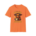 "I Run on Caffeine & Bad Decisions" Coffee Lover Tee — Caffeine Cow T-Shirt