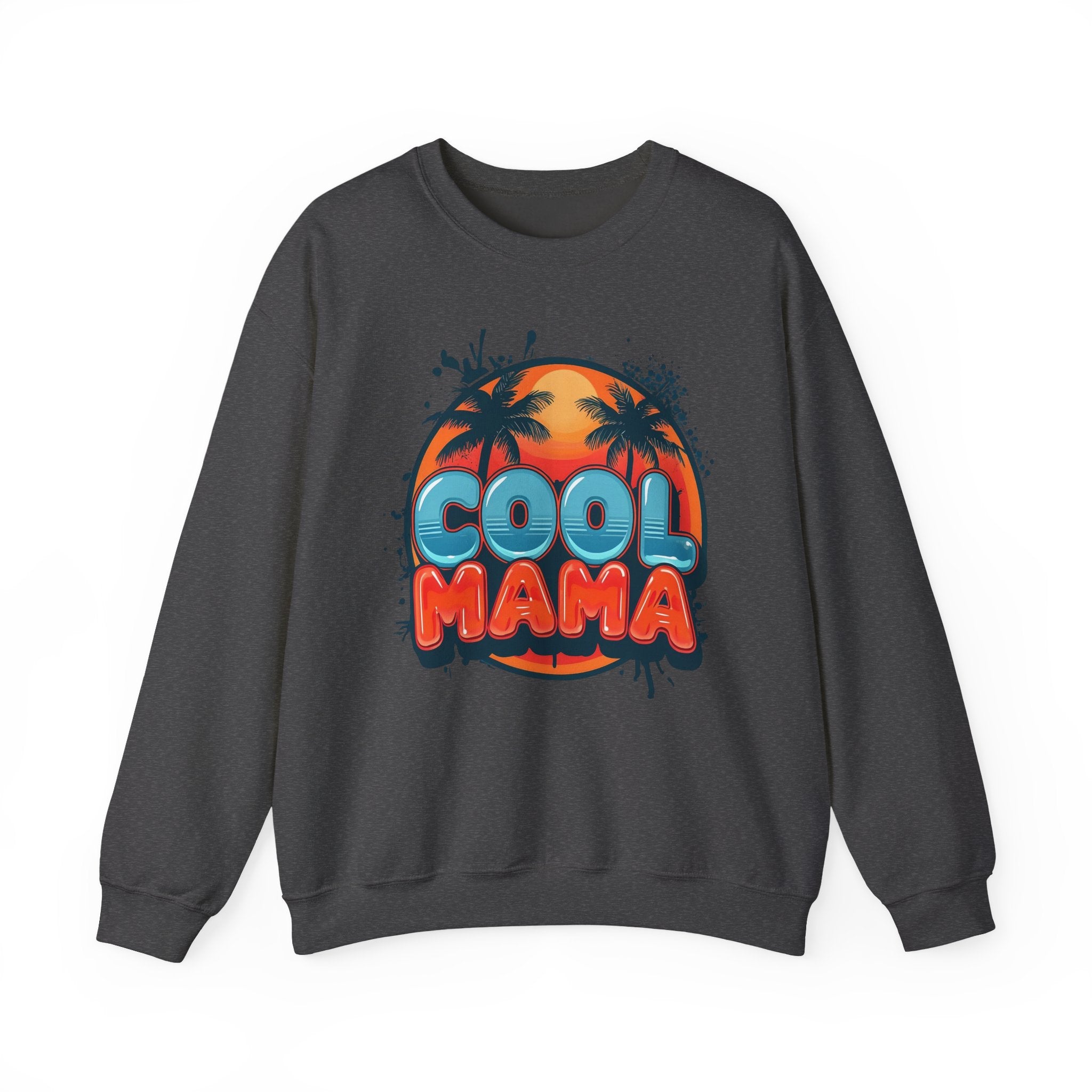 Cool Mama Crewneck Sweatshirt — Retro Sunset Palm Graphic for Moms